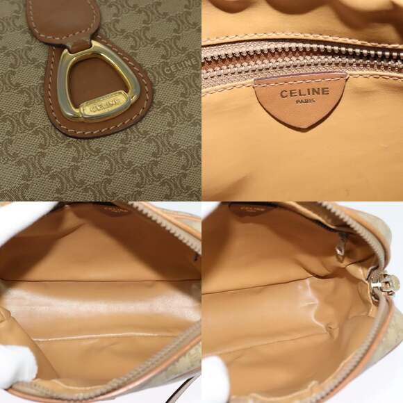 CELINE Macadam Canvas Shoulder Bag Beige Gold - Picture 11 of 12